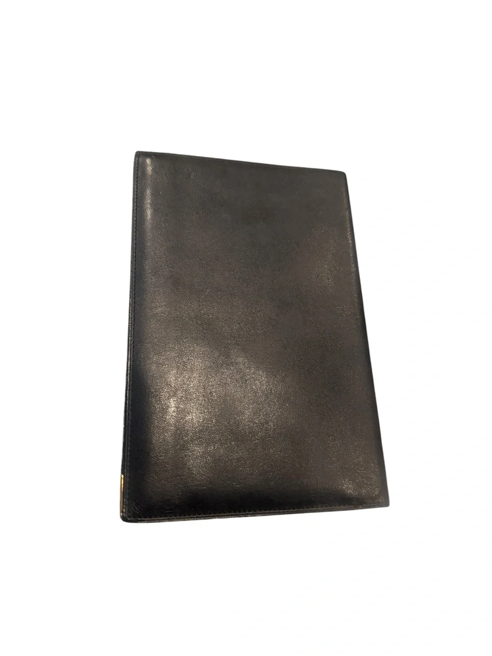 Vintage Dunhill Men's Black Leather Document Holder with Gold Corner Accents
